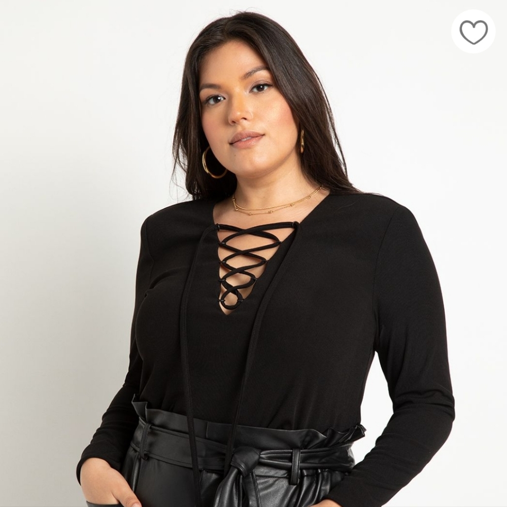 Eloquii Black Lace up top